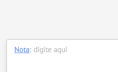 Área de registro do card no Kommo, com o seletor Nota e o texto digite aqui